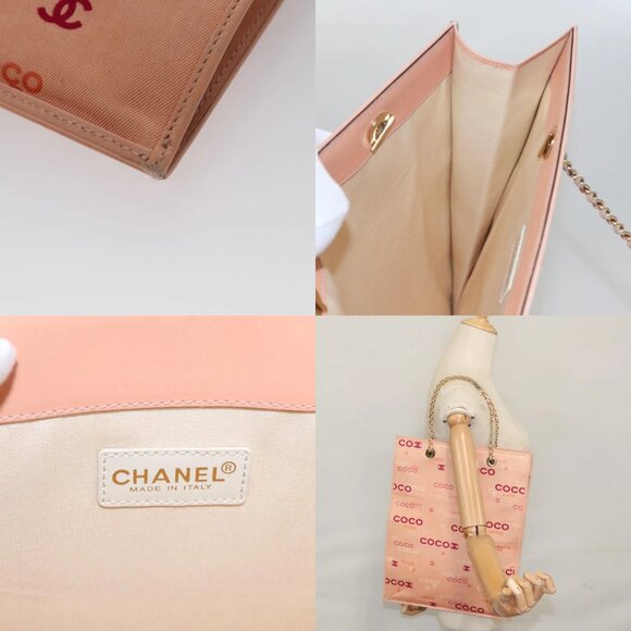 CHANEL Chain COCO Tote Bag Canvas Pink Gold CC Auth 105536 - Picture 16 of 16